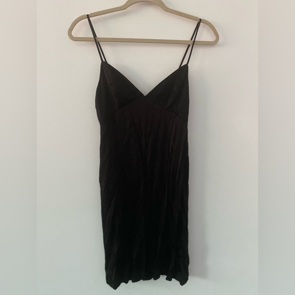 Black forever 21 mini silk dress with slit